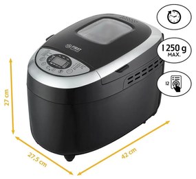 Masina de facut paine FIRST FA-5152-3-BA, 850W, 1.25 kg, 12 programe, Timer, Acoperire antiaderenta, Negru/inox