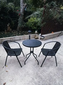 Set mobilier de grădină masă + 2 scaune, negru