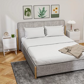 HOMCOM Set de 2 Noptiere Înguste cu 2 Sertare Deschidere la Presiune și Picioare din Oțel 40x30x55 cm Alb | Aosom Romania