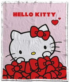 Hello Kitty Bow pătură sherpa 130x170cm