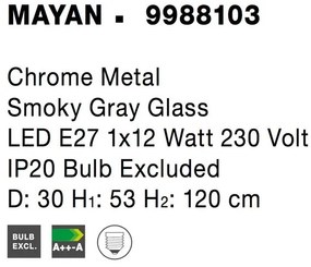 Lustra, Pendul design modern MAYAN, gri fumuriu NVL-9988103