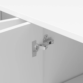 Comodă cu 4 uși, front arcuit 3D, pentru living, sufragerie și hol, 140x34x78 cm, Alb