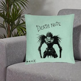 Perna Personalizata Death Note Ryuk Shinigami Alb-Negru, 40x40 cm, Verde Menta, Husa Detasabila, Perna Inclusa, BEKZ®