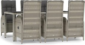 vidaXL Set mobilier de grădină cu perne, 7 piese, gri, poliratan