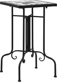 vidaXL Masă laterală cu mozaic, negru și alb, ceramică