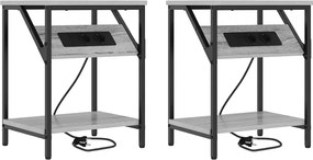 vidaXL Dulap de noapte 2 pcs Gri Sonoma 38 x 30 x 48 cm Lemn compozit