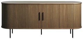 Comodă maro cu aspect de lemn de stejar cu ușă glisantă 180x76x45 cm Nola – Unique Furniture