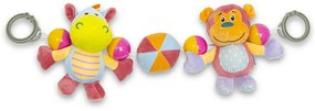 Baby Mix Jucărie de pluș pentru cărucior,hipopotam și maimuță, 28 cm