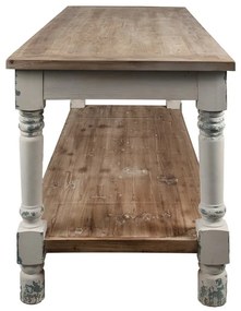 Masă de prezentare shabby chic, cu finisaj alb antichizat, Clarisse, 180x70x85 cm