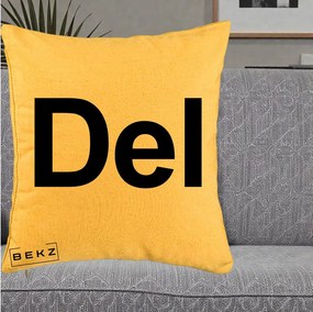 Perna Personalizata Tasta Del Tipografie Bold, 40x40 cm, Galben, Husa Detasabila, Perna Inclusa, BEKZ®