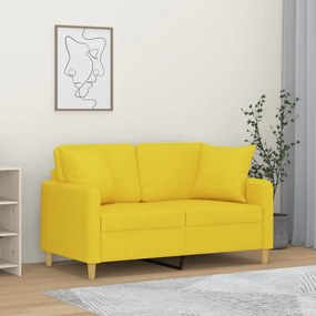 3200906 vidaXL Canapea cu 2 locuri cu pernuțe, galben deschis, 120 cm, textil