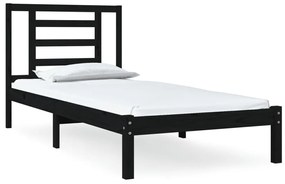 3104337 vidaXL Cadru de pat, negru, 90x200 cm, lemn masiv de pin
