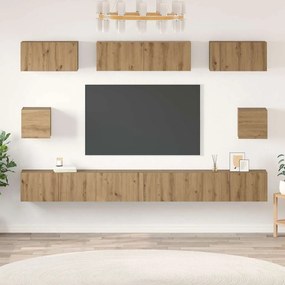 vidaXL Set dulap TV cu raft Pe perete Altele cu depozitare 8 pcs stejar artizanal