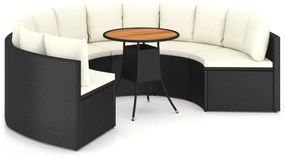 3064888 vidaXL Set mobilier de grădină cu perne, 7 piese, negru, poliratan