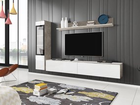 Mobilier living Selwyn I (beton + Alb lucios ) (iluminat LED Alb). 1054034