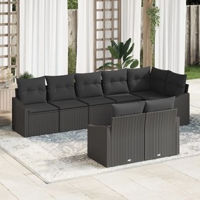 vidaXL Set de canapele de grădină 8 piese cu perne Ratan poli negru