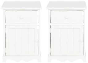 HOMCOM Set Noptiera cu 2 piese din Lemn cu Sertar si Dulap Design Retrò, 35x30x49cm Culoarea Alba | AOSOM.ro