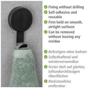 Set 2 cârlige pentru prosoape Wenko Pavia, negru