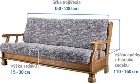 Gaico Huse cu două elastice GRAFITI NOU antracit 3fotoliu cu manere de lemn (l. 150 - 200 cm)