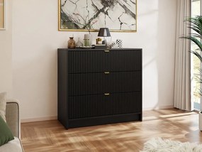 Comodă Rozoma 3SZ (Negru molet + auriu) . 1103674