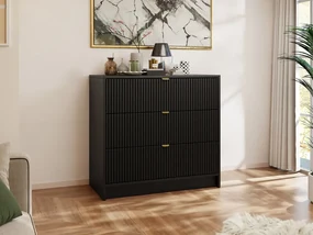 Comodă Rozoma 3SZ (Negru molet + auriu) . 1103674