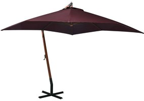 Umbrela suspendata cu stalp, rosu bordo, 3x3 m, lemn masiv brad Rosu bordo, 3 x 3 m