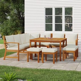 3154972 vidaXL Set mobilier grădină cu perne, 11 piese, lemn masiv de acacia