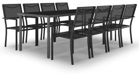3073521 vidaXL Set mobilier de exterior, 9 piese, oțel