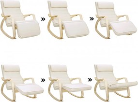 Fotoliu balansoar, lemn de mesteacan / textil, crem, Songmics, LYY10M