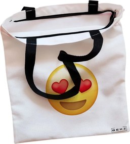 Sacosa de Panza pentru Cumparaturi, Geanta Tote, model Love, Cu fermoar, 38x34.5 cm, Alba, BEKZ®
