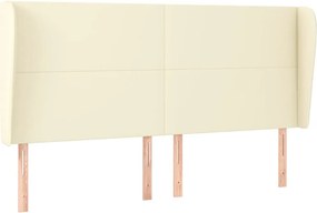 vidaXL Tăblie de pat cu aripioare, crem, 203x23x118/128 cm, piele eco
