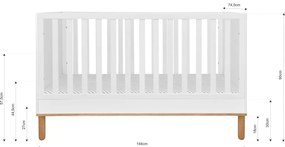 Patut copii Toteme botanic alb/stejar 70x140 cm