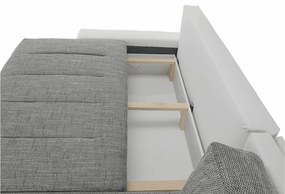 Colţar, piele ecologică/ alb/material gri melir, TONIKS