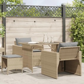 vidaXL Set canapele de grădină, 4 piese, cu perne, bej, poliratan