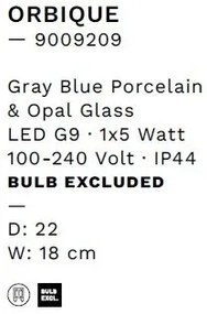 Aplica baie protectie IP44, Portelan blue gri, ORBIQUE 22cm