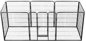vidaXL Țarc pentru câini, 8 panouri, oțel, 80 x 100 cm, negru