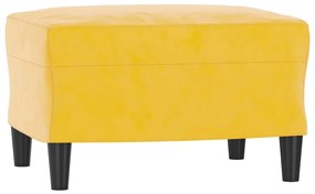 Canapea cu 3 locuri si taburet, galben deschis, 180 cm, catifea Galben deschis, 212 x 77 x 80 cm