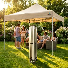 Foișor de grădină pliabil 3x3 m | Protecție UV/PVC premium | Construcție robustă BRIMO | Montaj rapid fără scule - fără pereți - Rosu