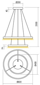 Lustră LED dimabilă pe cablu Redo 01-2889 FEBE LED/62W/230V auriu