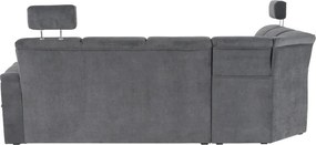 Colţar extensibil, material textil gri, model stânga, SANTIAGO