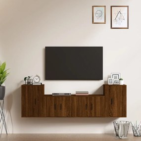 3188549 vidaXL Set dulapuri TV, 4 piese, stejar maro, lemn prelucrat
