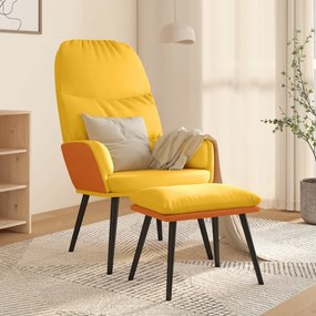 3097370 vidaXL Scaun relaxare cu taburet, galben muștar, textil