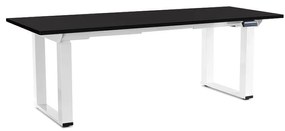 Masă înălțime reglabilă OfficeTech Strong 200 x 80 cm, picioare albe, negru