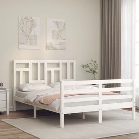 3194957 vidaXL Cadru de pat cu tăblie, alb, 120x200 cm, lemn masiv