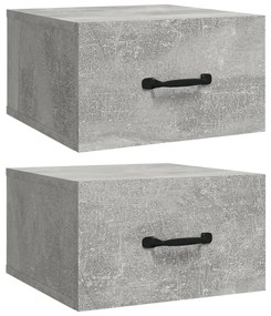 812861 vidaXL Noptiere de perete, 2 buc., gri beton, 35x35x20 cm