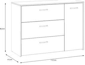 Comodă cu sertare URO stejar artisan/ albă