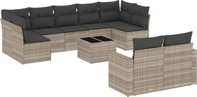 vidaXL Set canapele de grădină cu perne 10 piese gri deschis poliratan