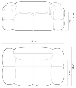 Canapea gri cu tapițerie din catifea 180 cm Loretto – Cosmopolitan Design