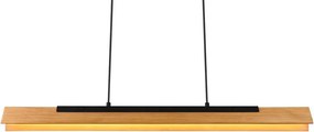 Lustră negru-mat LED cu abajur din lemn Kerala – Trio