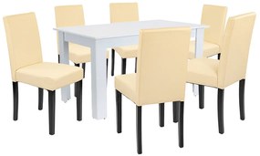 Set de masă Leon 6+1 alb-bej